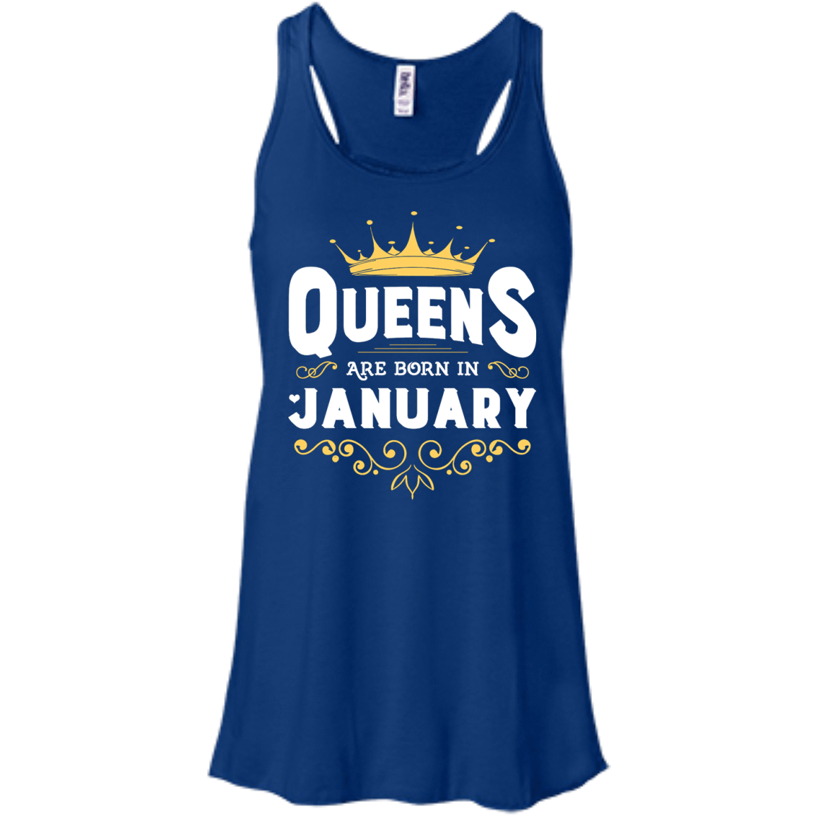 Queens Are Born In January-T-Shirt & Hoodie-Women's Flowy Racerback Tank-True Royal