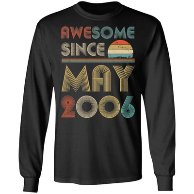 Awesome Since May 2006 Vintage 15th Birthday Gifts-T-Shirt & Hoodie-Long Sleeve T-Shirt-Black