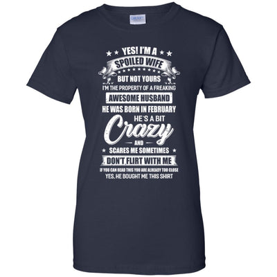 Yes I'm A Spoiled Wife Of A February Husband Funny-T-Shirt & Hoodie-Women's T-Shirt-Navy