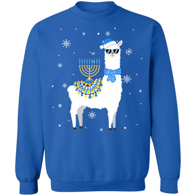 Menorah Hanukkah Llama Cute Alpaca Chanukah Gift-T-Shirt & Sweatshirt-Crewneck Sweatshirt-Royal