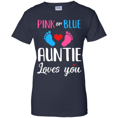 Pink Or Blue Auntie Loves You Funny Gender Reveal Party Gift-T-Shirt & Hoodie-Women's T-Shirt-Navy