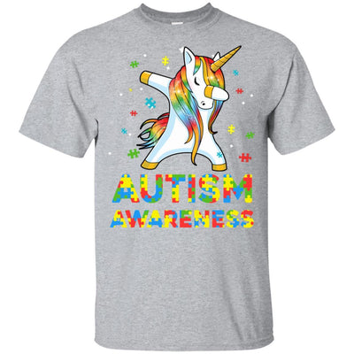 Dabbing Unicorn Puzzle Autism Awareness For Girls Youth-Youth Shirt-Youth T-Shirt-Sport Grey