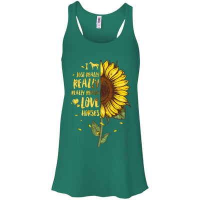 I Just Really Really Love Horses Sunflower-T-Shirt & Tank Top-Women's Flowy Racerback Tank-Kelly Green