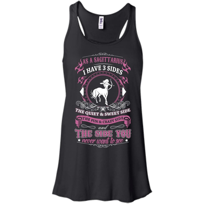 As A Sagittarius I Have 3 Sides-T-Shirt & Hoodie-Women's Flowy Racerback Tank-Black