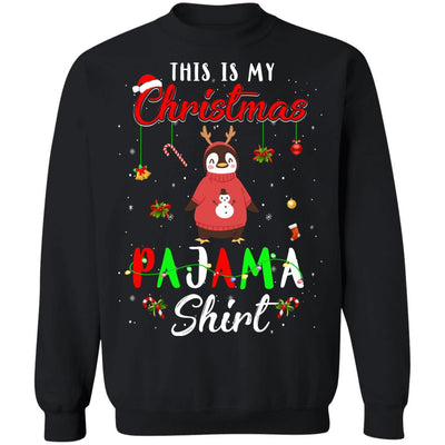 This Is My Christmas Pajama Penguin Christmas Gifts-T-Shirt & Sweatshirt-Crewneck Sweatshirt-Black
