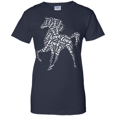 I Love Horse T-Shirt Word Graphic Tee-T-Shirt & Hoodie-Women's T-Shirt-Navy