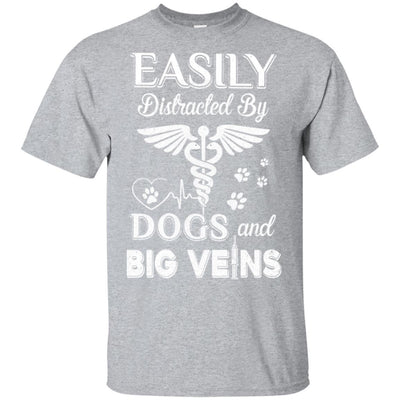 Easily Distracted By Dogs And Big Veins Nurse Puppy-T-Shirt & Hoodie-Classic T-Shirt-Sport Grey