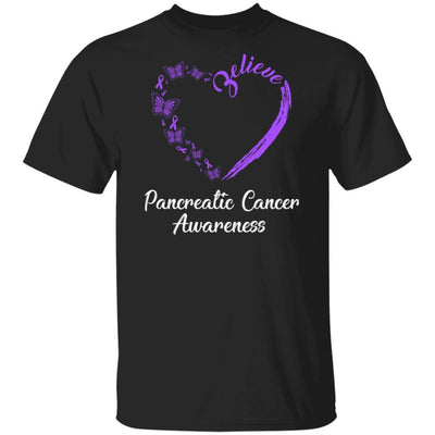 Butterfly Believe Pancreatic Cancer Awareness Ribbon Gifts-T-Shirt & Hoodie-Classic T-Shirt-Black