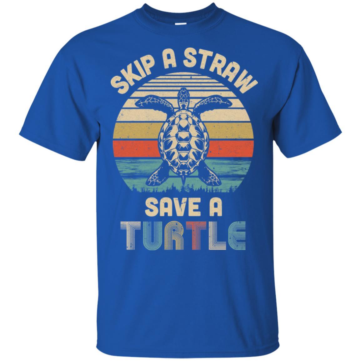 Retro Vintage Skip A Straw Save A Turtle Save Turtles-T-Shirt & Hoodie-Classic T-Shirt-Royal