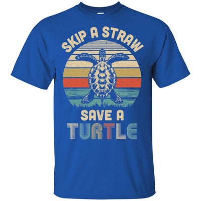 Retro Vintage Skip A Straw Save A Turtle Save Turtles-T-Shirt & Hoodie-Classic T-Shirt-Royal