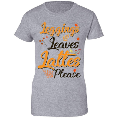 Leggings Leaves And Lattes Please Fall Thanksgiving-T-Shirt & Tank Top-Women's T-Shirt-Sport Grey