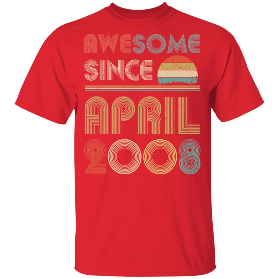 Awesome Since April 2008 Vintage 13th Birthday Gifts Youth-Youth Shirt-Youth T-Shirt-Red