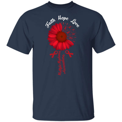 Faith Hope Love Burgundy Multiple Myeloma Awareness-T-Shirt & Hoodie-Classic T-Shirt-Navy