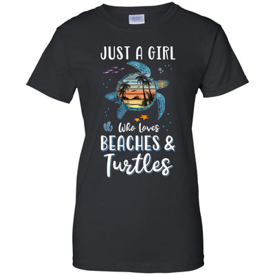 Just A Cute Girl Who Loves Turtles And Beaches-T-Shirt & Tank Top-Women's T-Shirt-Black