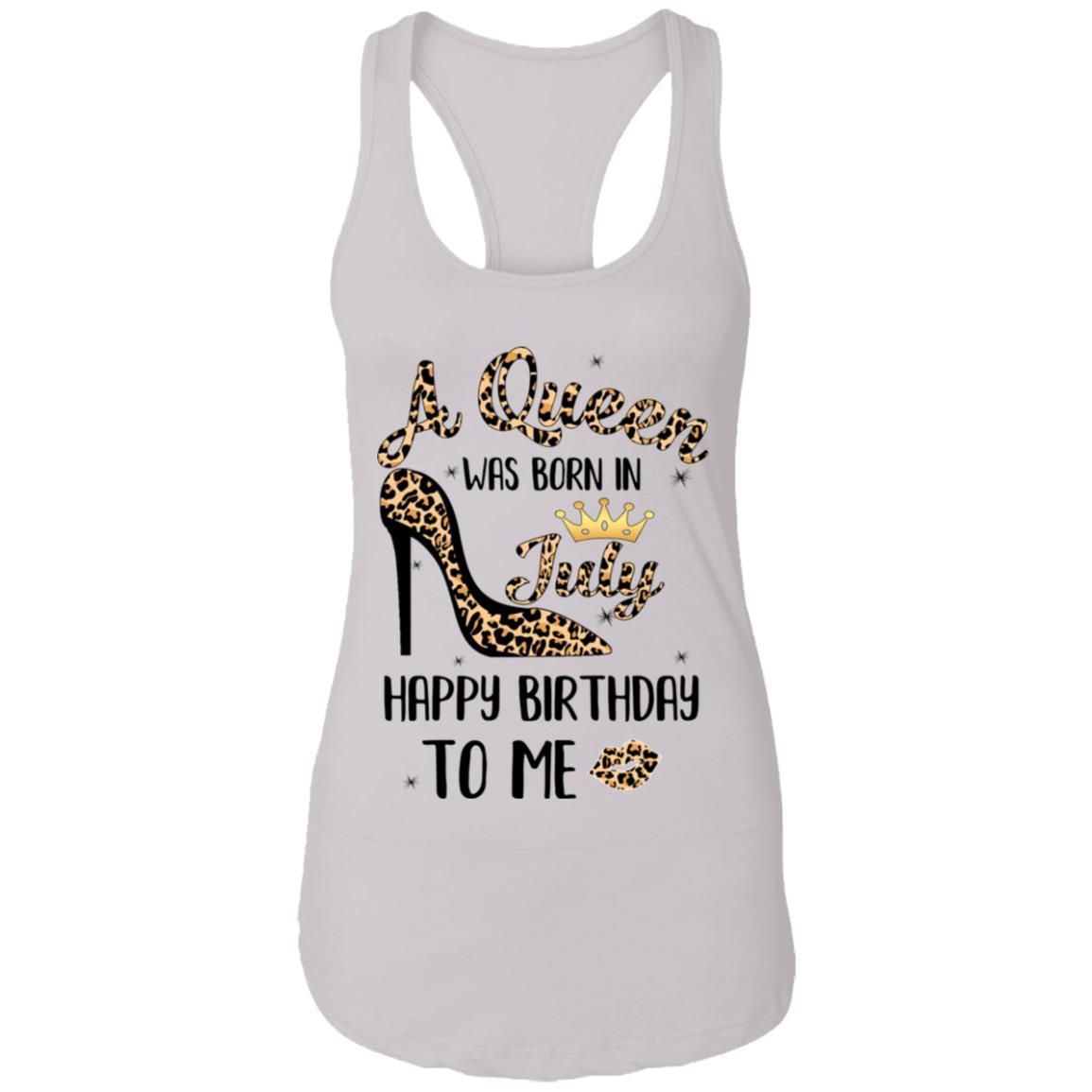 Born In July Girl Leopard High Heels Birthday Women Gift-T-Shirt & Tank Top-Women's Ideal Racerback Tank-White
