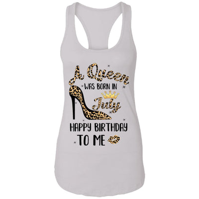Born In July Girl Leopard High Heels Birthday Women Gift-T-Shirt & Tank Top-Women's Ideal Racerback Tank-White
