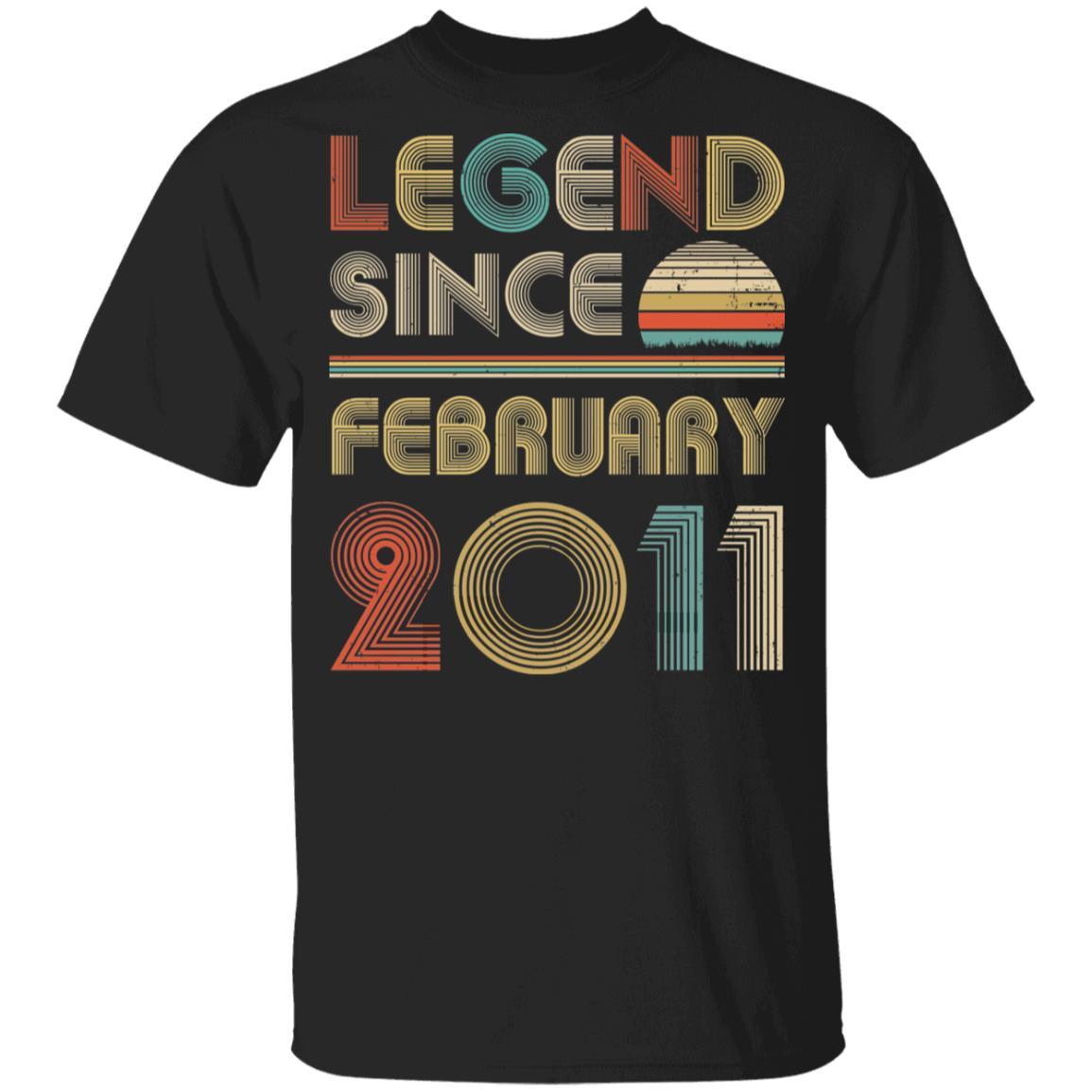 Legend Since February 2011 Vintage 10th Birthday Gifts Youth-Youth Shirt-Youth T-Shirt-Black