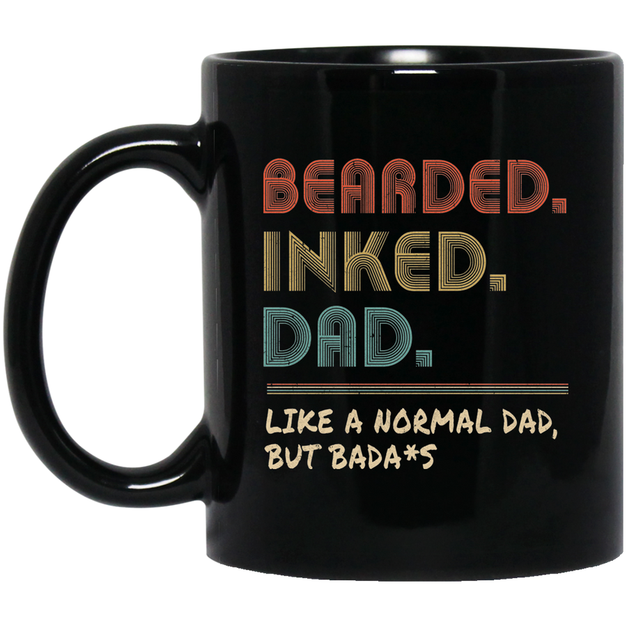 Bearded Inked Dad Funny For Daddy Papa Vintage Mug-Coffee Mug-BM11OZ 11 oz. Black Mug-Black