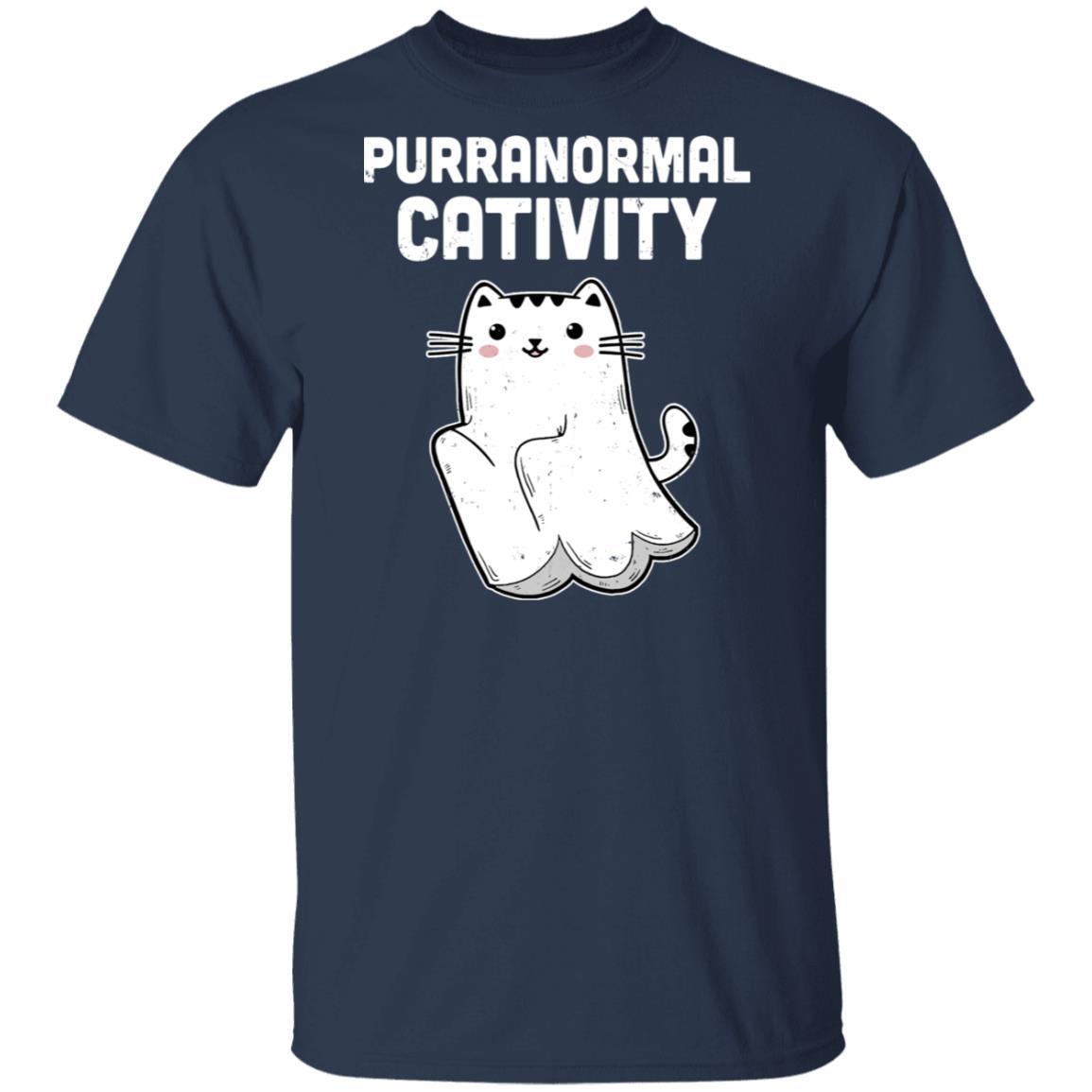 Halloween Funny Purranormal Cativity Ghost Cat Lovers Gifts-T-Shirt & Hoodie-Classic T-Shirt-Navy
