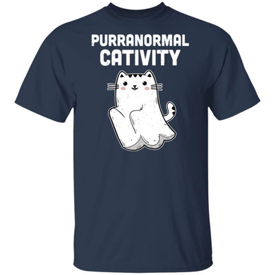 Halloween Funny Purranormal Cativity Ghost Cat Lovers Gifts-T-Shirt & Hoodie-Classic T-Shirt-Navy
