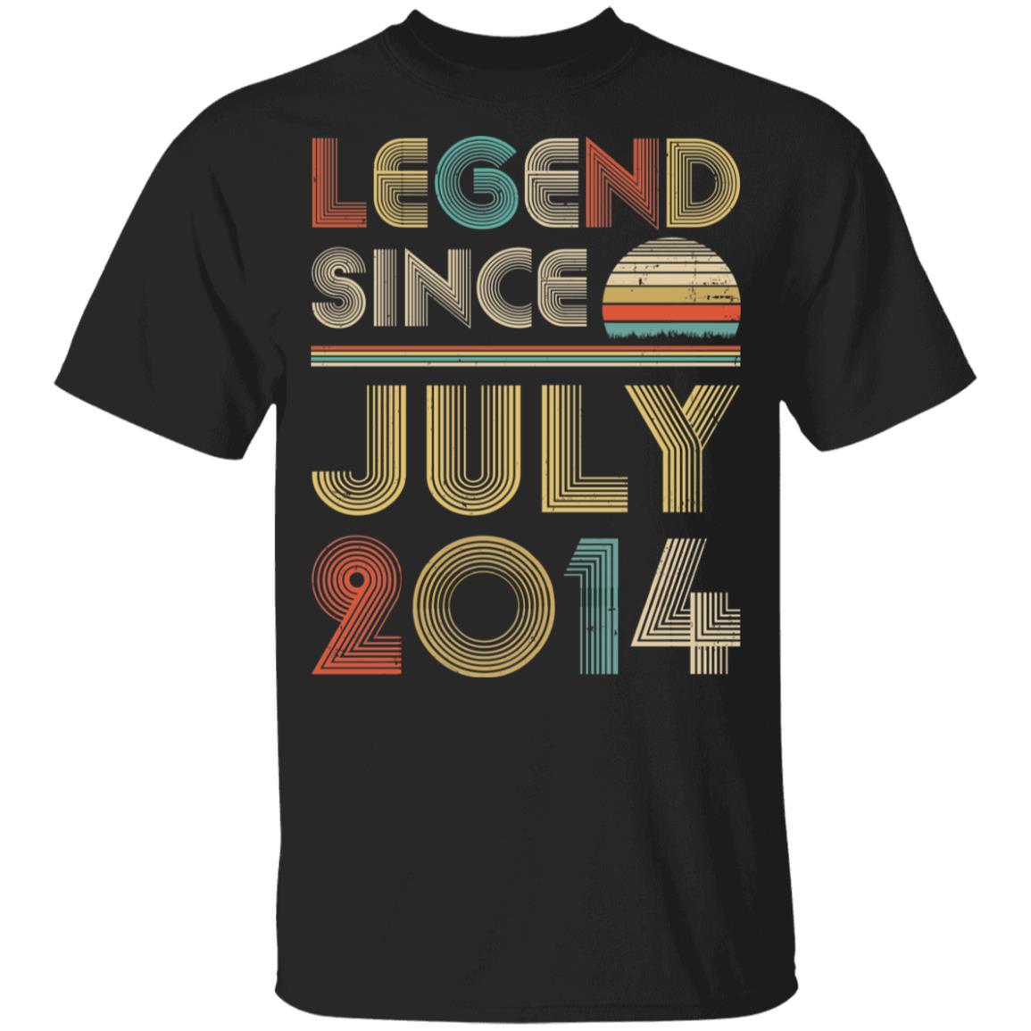 Legend Since July 2014 Vintage 7th Birthday Gifts Youth-Youth Shirt-Youth T-Shirt-Black