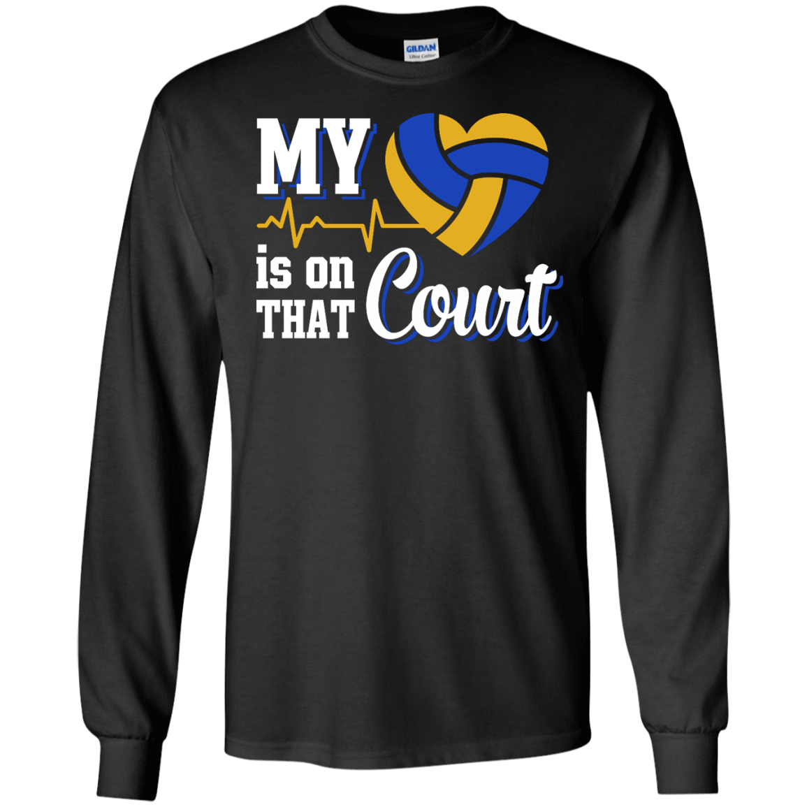 My Heart Is On That Court Volleyball T Shirt-T-Shirt & Hoodie-Long Sleeve T-Shirt-Black