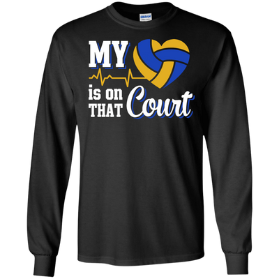 My Heart Is On That Court Volleyball T Shirt-T-Shirt & Hoodie-Long Sleeve T-Shirt-Black