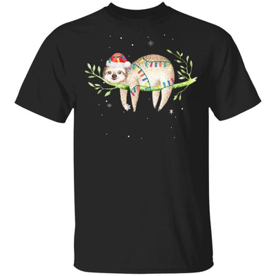 Santa Sloth Christmas Lights Sloth Lover Christmas Gift-T-Shirt & Sweatshirt-Classic T-Shirt-Black