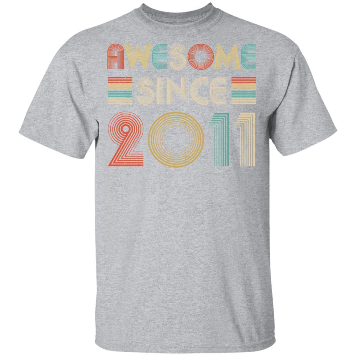 Awesome Since 2011 10th Birthday Gifts Youth-Youth Shirt-Youth T-Shirt-Sport Grey