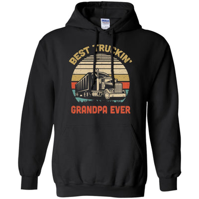 Vintage Best Truckin' Grandpa Ever Fathers Day Gift-T-Shirt & Hoodie-Pullover Hoodie-Black