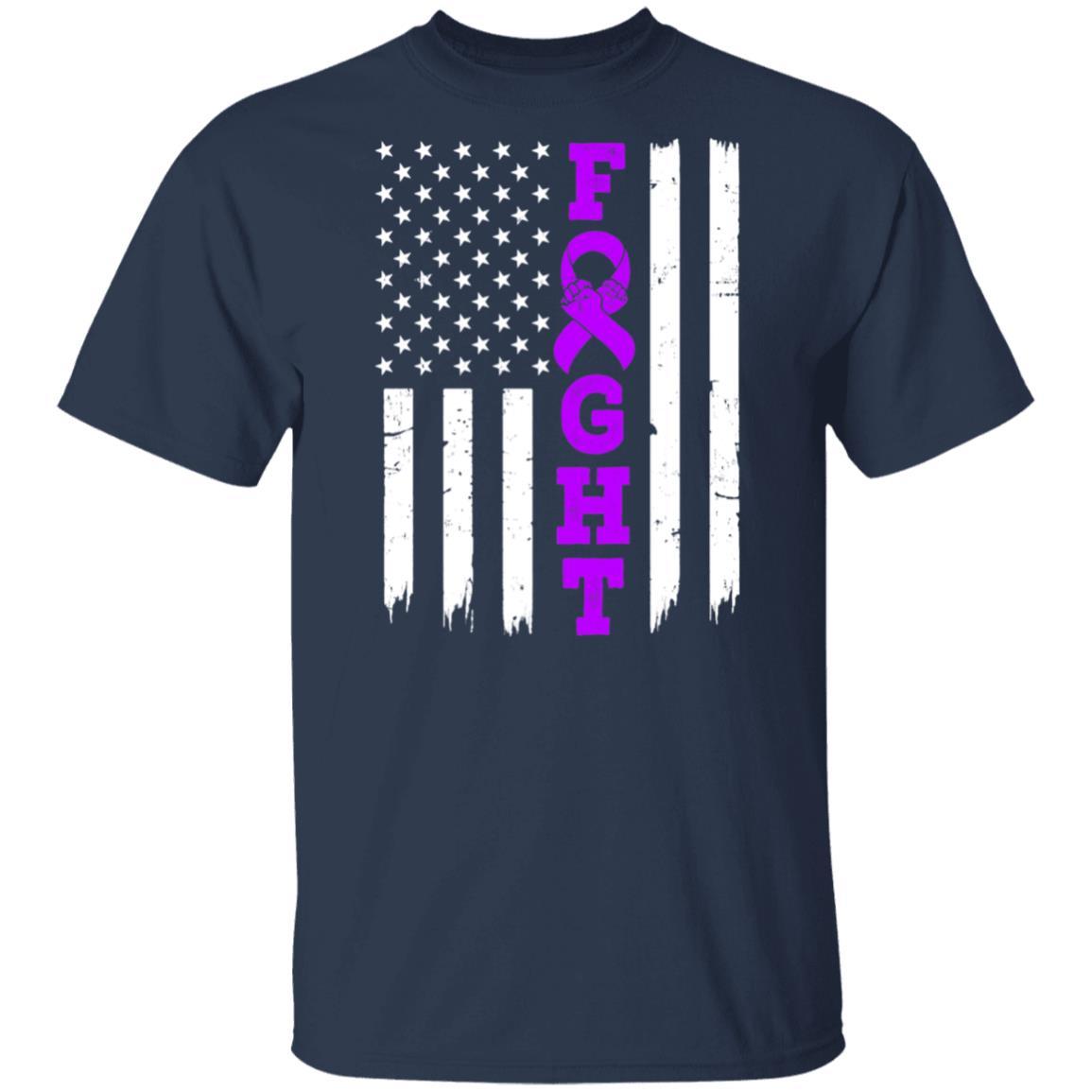 Alzheimer's Pancreatic Cancer Awareness American Flag-T-Shirt & Hoodie-Classic T-Shirt-Navy