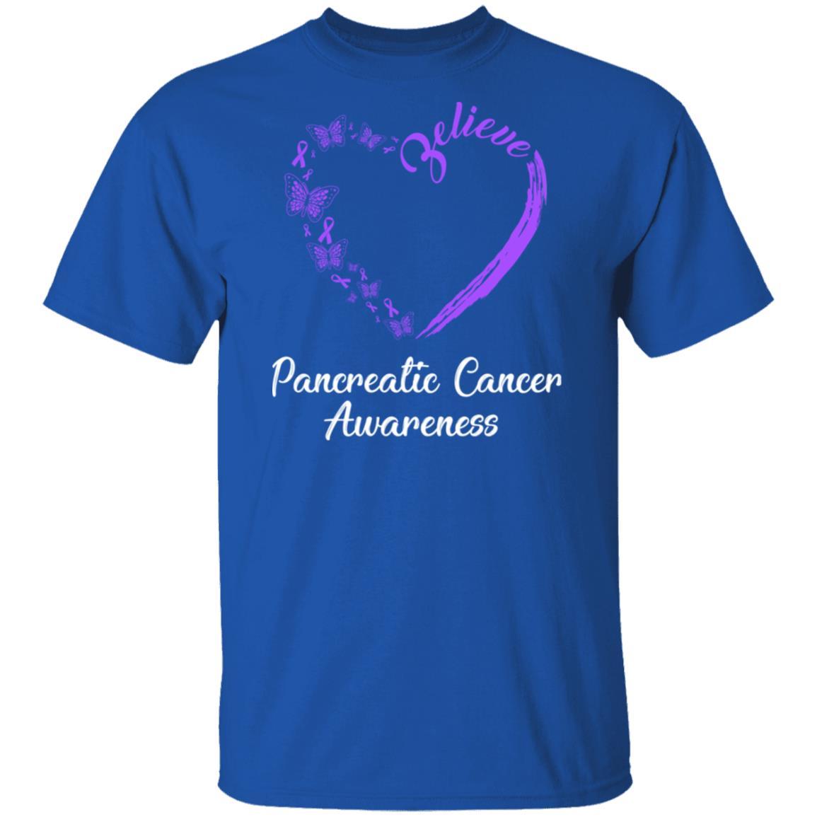 Butterfly Believe Pancreatic Cancer Awareness Ribbon Gifts-T-Shirt & Hoodie-Classic T-Shirt-Royal