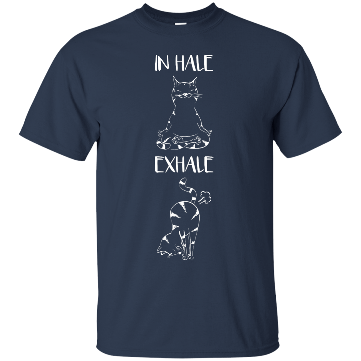 Yoga Cat Inhale Exhale-T-Shirt & Hoodie-Classic T-Shirt-Navy