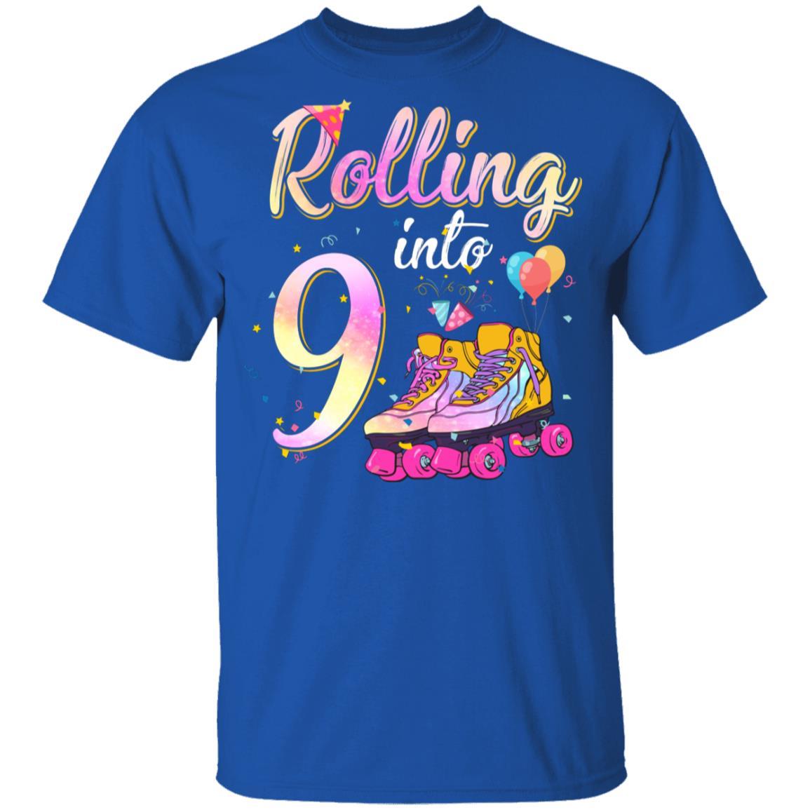 9 Years Old Birthday Girls Roller Skates 80's 9th Birthday Youth-Youth Shirt-Youth T-Shirt-Royal