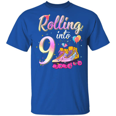 9 Years Old Birthday Girls Roller Skates 80's 9th Birthday Youth-Youth Shirt-Youth T-Shirt-Royal