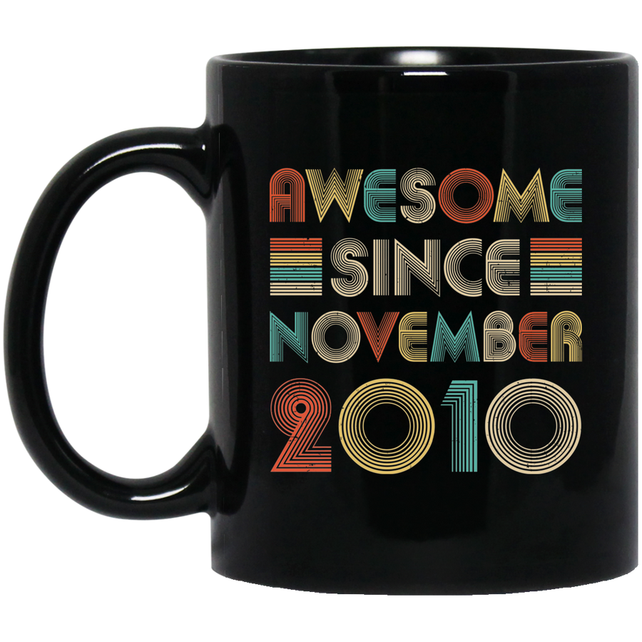Awesome Since November 2010 Vintage 11th Birthday Gifts Youth Mug-Coffee Mug-BM11OZ 11 oz. Black Mug-Black