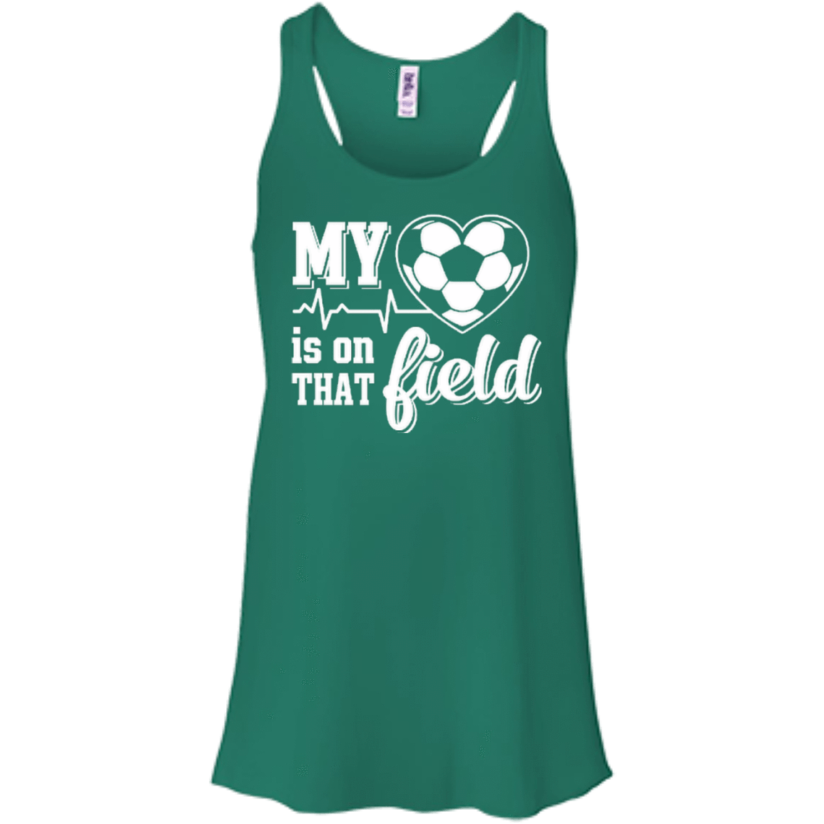 My Heart Is On That Field Soccer-T-Shirt & Hoodie-Women's Flowy Racerback Tank-Kelly