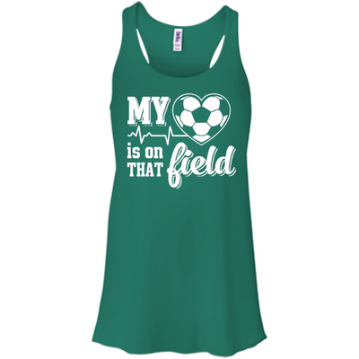 My Heart Is On That Field Soccer-T-Shirt & Hoodie-Women's Flowy Racerback Tank-Kelly