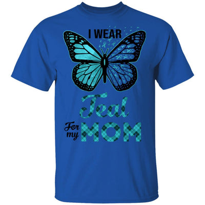 I Wear Teal For My Mom Butterfly Ovarian Cancer Awareness-T-Shirt & Hoodie-Classic T-Shirt-Royal