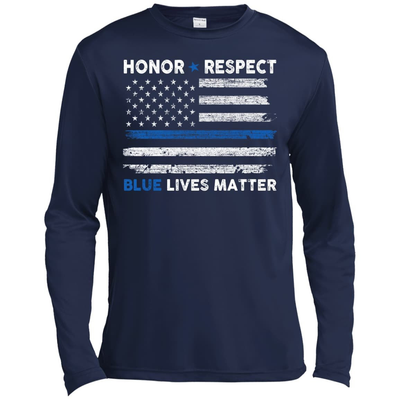 Honor and Respect Blue lives matter-T-Shirt & Hoodie-Long Sleeve T-Shirt-Navy