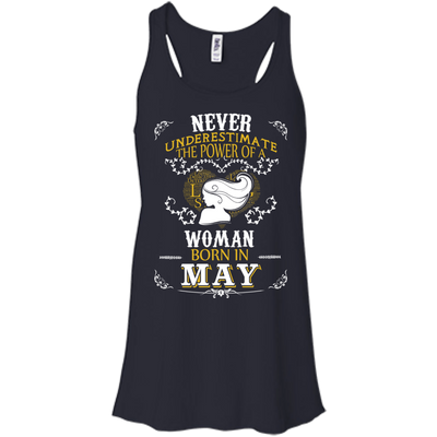 A Woman Born In MAY-T-Shirt & Hoodie-Women's Flowy Racerback Tank-Midnight
