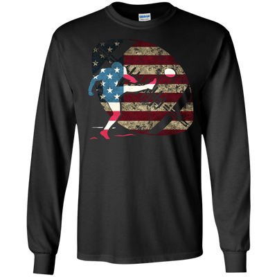 Kicker Football America Flag-T-Shirt & Hoodie-Long Sleeve T-Shirt-Black