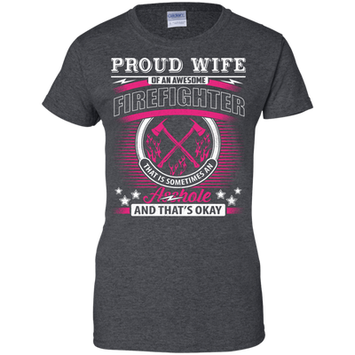 Proud Wife Of An Awesome Firefighter-T-Shirt & Hoodie-Women's T-Shirt-Dark Heather