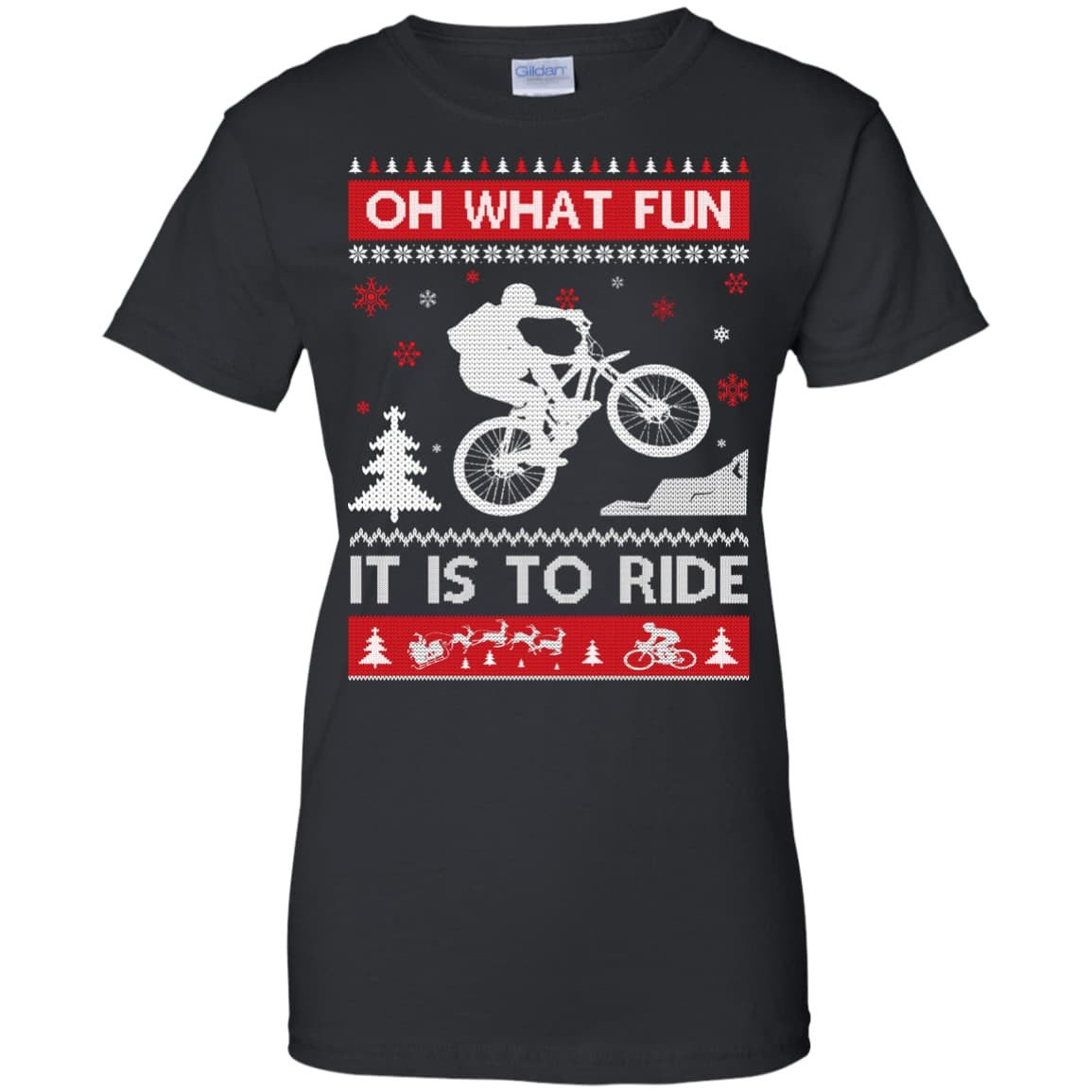 Bicycle Sweater Christmas Oh What Fun It Is To Ride-T-Shirt & Hoodie-Women's T-Shirt-Black