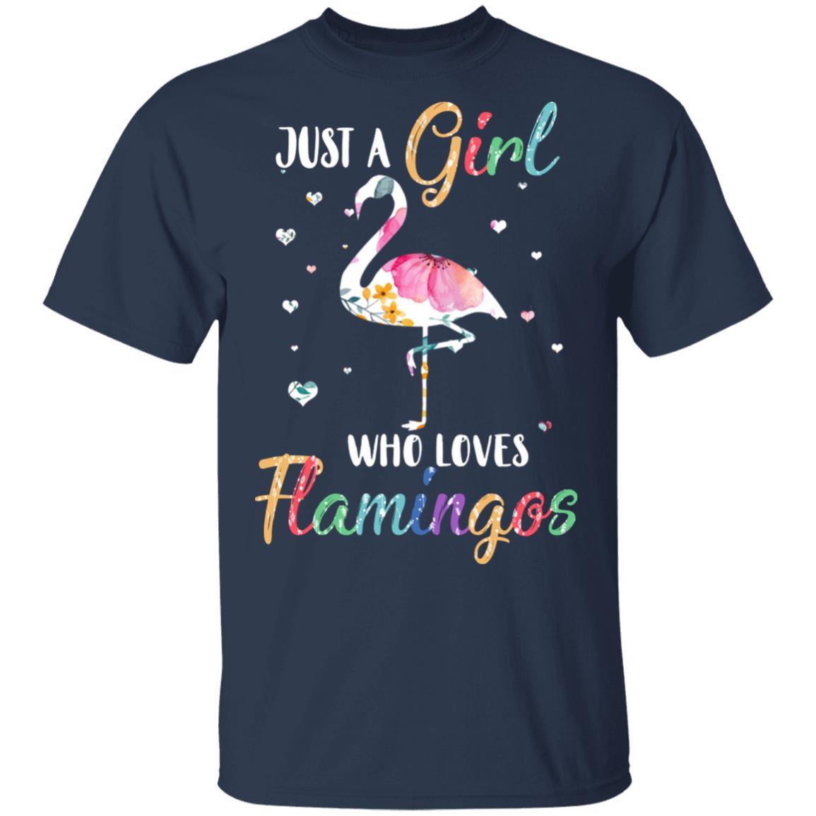 Just A Girl Who Loves Flamingos Cute Flamingo Lover-T-Shirt & Hoodie-Classic T-Shirt-Navy