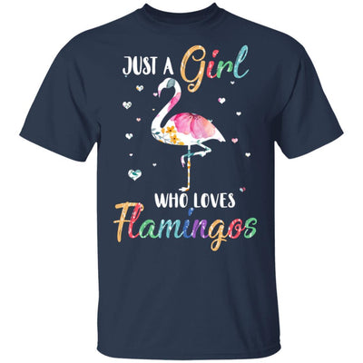 Just A Girl Who Loves Flamingos Cute Flamingo Lover-T-Shirt & Hoodie-Classic T-Shirt-Navy