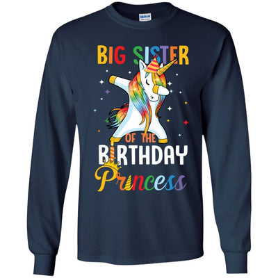 Proud Big Sister Of A Birthday Princess Unicorn Dab Youth-Youth Shirt-Youth Long Sleeve T-Shirt-Navy