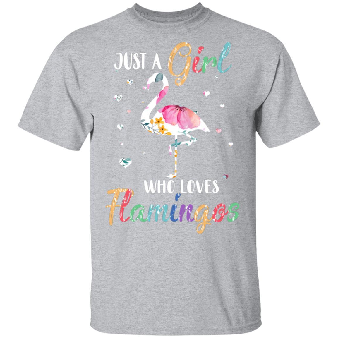 Just A Girl Who Loves Flamingos Cute Flamingo Lover-T-Shirt & Hoodie-Classic T-Shirt-Sport Grey