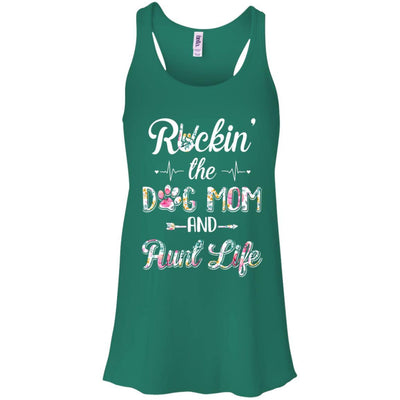 Rockin The Dog Mom Aunt Life Mothers Day Dog Lovers-T-Shirt & Tank Top-Women's Flowy Racerback Tank-Kelly Green