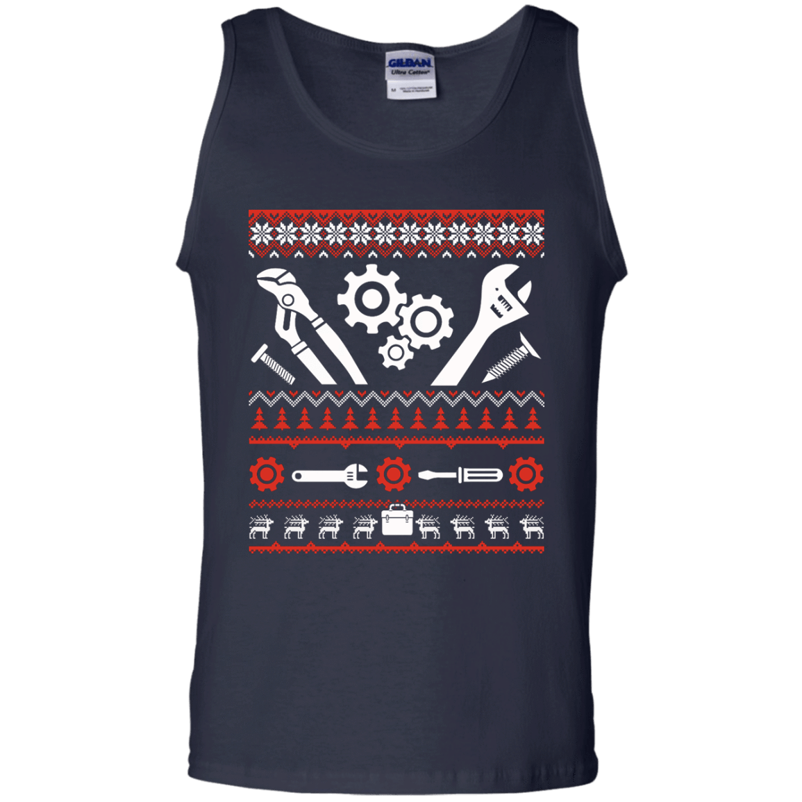 Mechanic Christmas Sweater-T-Shirt & Hoodie-Unisex Tank-Navy